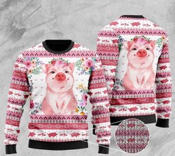 Floral Piggy Ugly Christmas Sweater - Skullridding