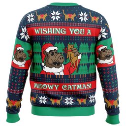 Wishing You a Meowy Catmas Ugly Christmas Sweater - Skullridding
