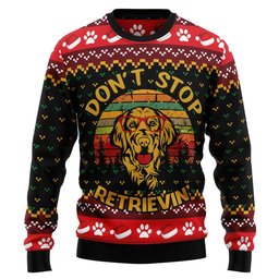 Golden Retriever Don't Stop Ugly Christmas Sweater - Skullridding