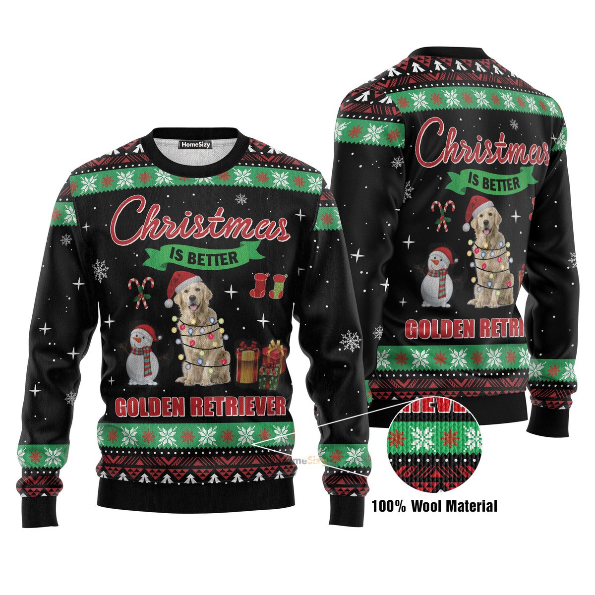 Christmas Is Better With Golden Retriever Ugly Christmas Sweater - Skullridding