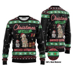 Christmas Is Better With Golden Retriever Ugly Christmas Sweater - Skullridding