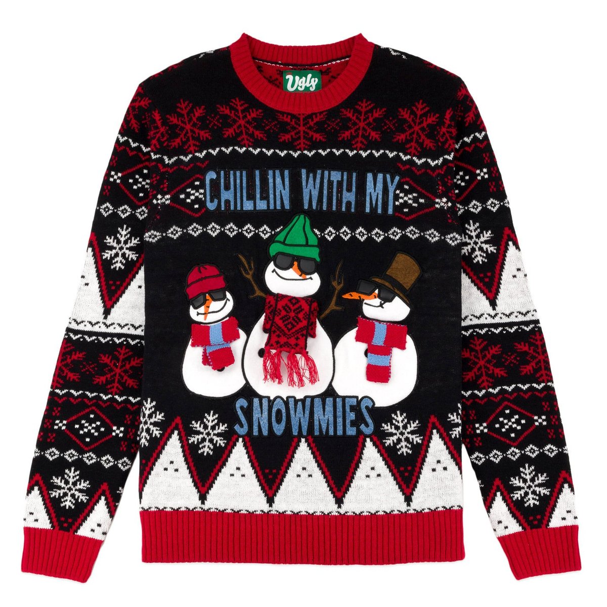 Chillin With My Snowmies Snowman Ugly Christmas Sweater - Skullridding