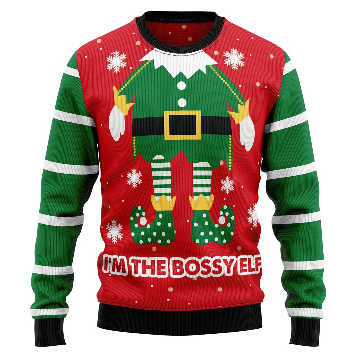I'm The Bossy Elf Ugly Christmas Sweater - Skullridding