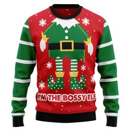 I'm The Bossy Elf Ugly Christmas Sweater - Skullridding