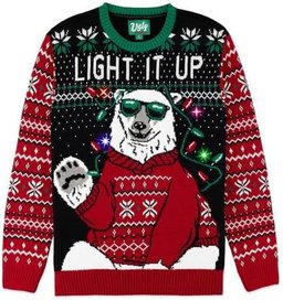 Polar Bear Light It Up Ugly Christmas Sweater - Skullridding