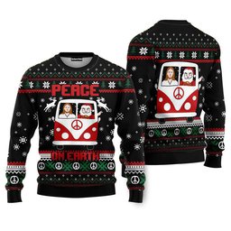 Christian & Santa Peace On Earth Ugly Christmas Sweater - Skullridding
