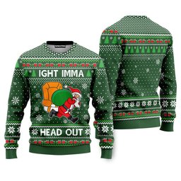 IGHT Imma Head Out Santa Funny Ugly Christmas Sweater - Skullridding
