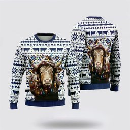 Texas Longhorn Cows Ugly Christmas Sweater - Skullridding