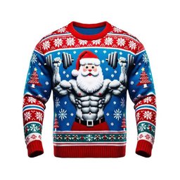 Muscular Santa Claus Gym Lifting Ugly Christmas Sweater - Skullridding