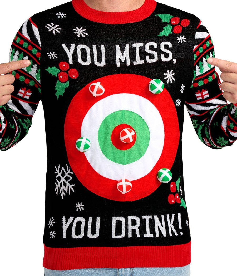 Drinking Game You Miss You Drink Ugly Christmas Sweater - Skullridding