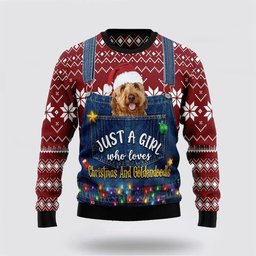 Just A Girl Who Loves Christmas and Goldendoodle Ugly Christmas Sweater - Skullridding