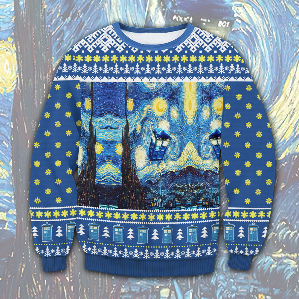 Van Gogh Starry Night Ugly Christmas Sweater - Skullridding