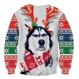 Husky Dog Ugly Christmas Sweater - Skullridding