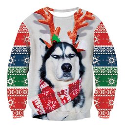 Husky Dog Ugly Christmas Sweater - Skullridding