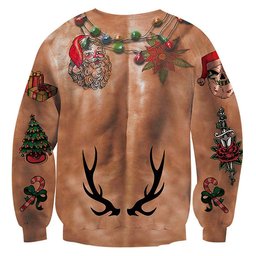 Naked Muscle Bulb Ugly Christmas Sweater - Skullridding