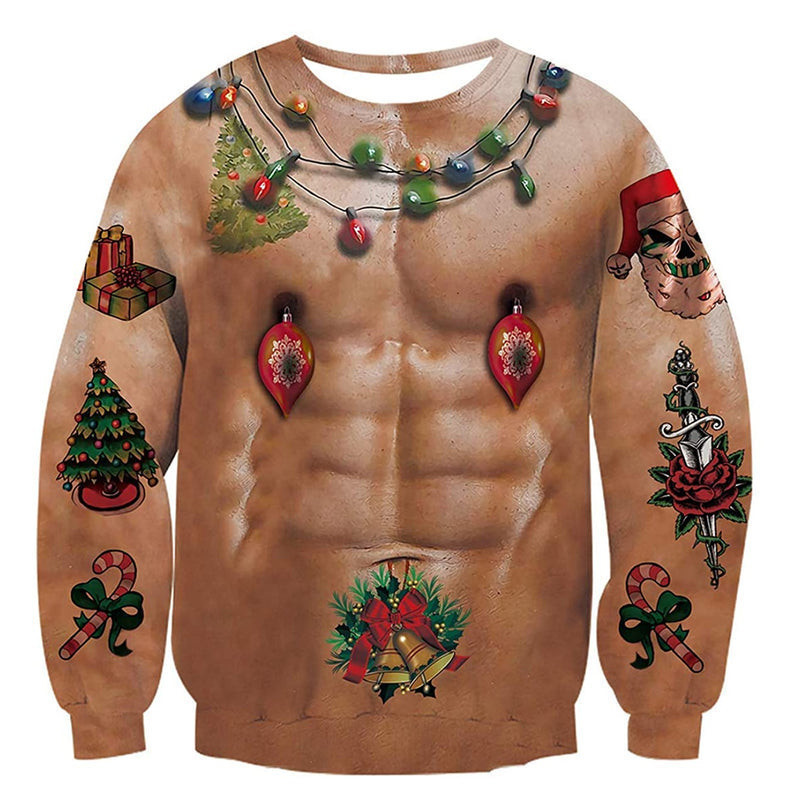 Naked Muscle Bulb Ugly Christmas Sweater - Skullridding