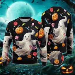 Ghost Candies Halloween Ugly Sweater - Skullridding