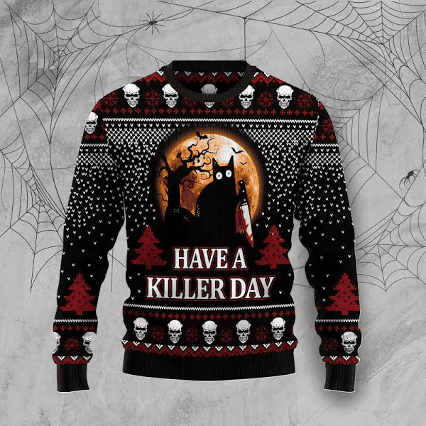 Halloween Horror Have A Killer Day Ugly Sweater - Skullridding