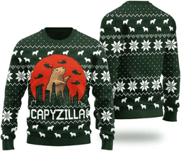 Funny Monster Capybara Capyzilla Funny Christmas Sweater - Skullridding