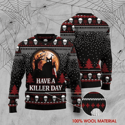 Halloween Cat Horror Have A Killer Day Ugly Sweater - Skullridding