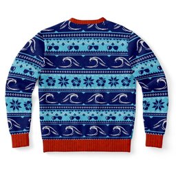 Jingle Bells Surfing Swells Santa Surf Ugly Christmas Sweater - Skullridding