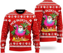 Hawaii Santa Claus Mele Kalikimaka Ugly Christmas Sweater - Skullridding