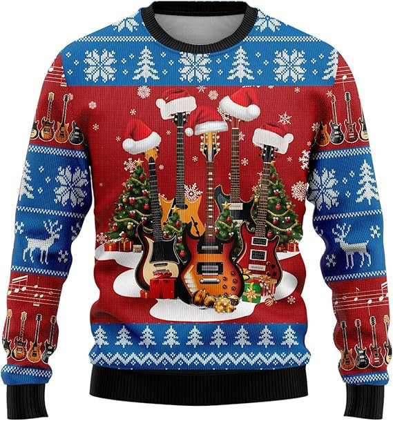 Guitar Music Ugly Christmas Sweater - Skullridding