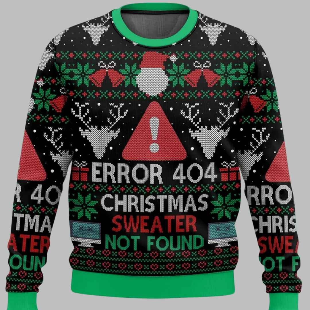 Error 404 Christmas Sweater Not Found Ugly Christmas Sweater - Skullridding