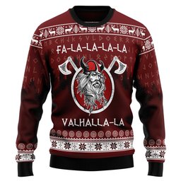 Fa La La La Valhalla La Viking Ugly Sweater - Skullridding