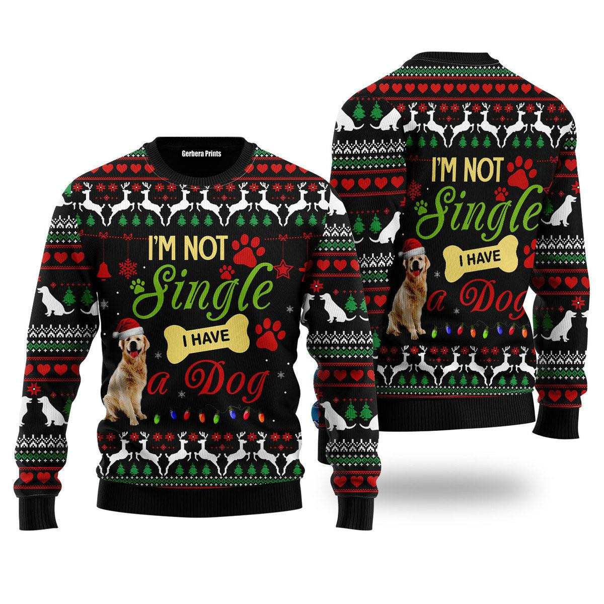 I'm Not Single I Have A Golden Retriever Ugly Christmas Sweater - Skullridding