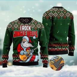 Santa Claus I Rock Jingle Bells Ugly Christmas Sweater - Skullridding