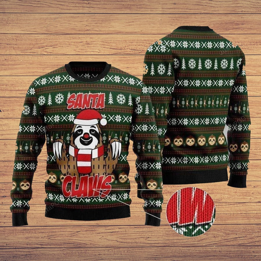 Sloth Santa Claws Ugly Christmas Sweater - Skullridding