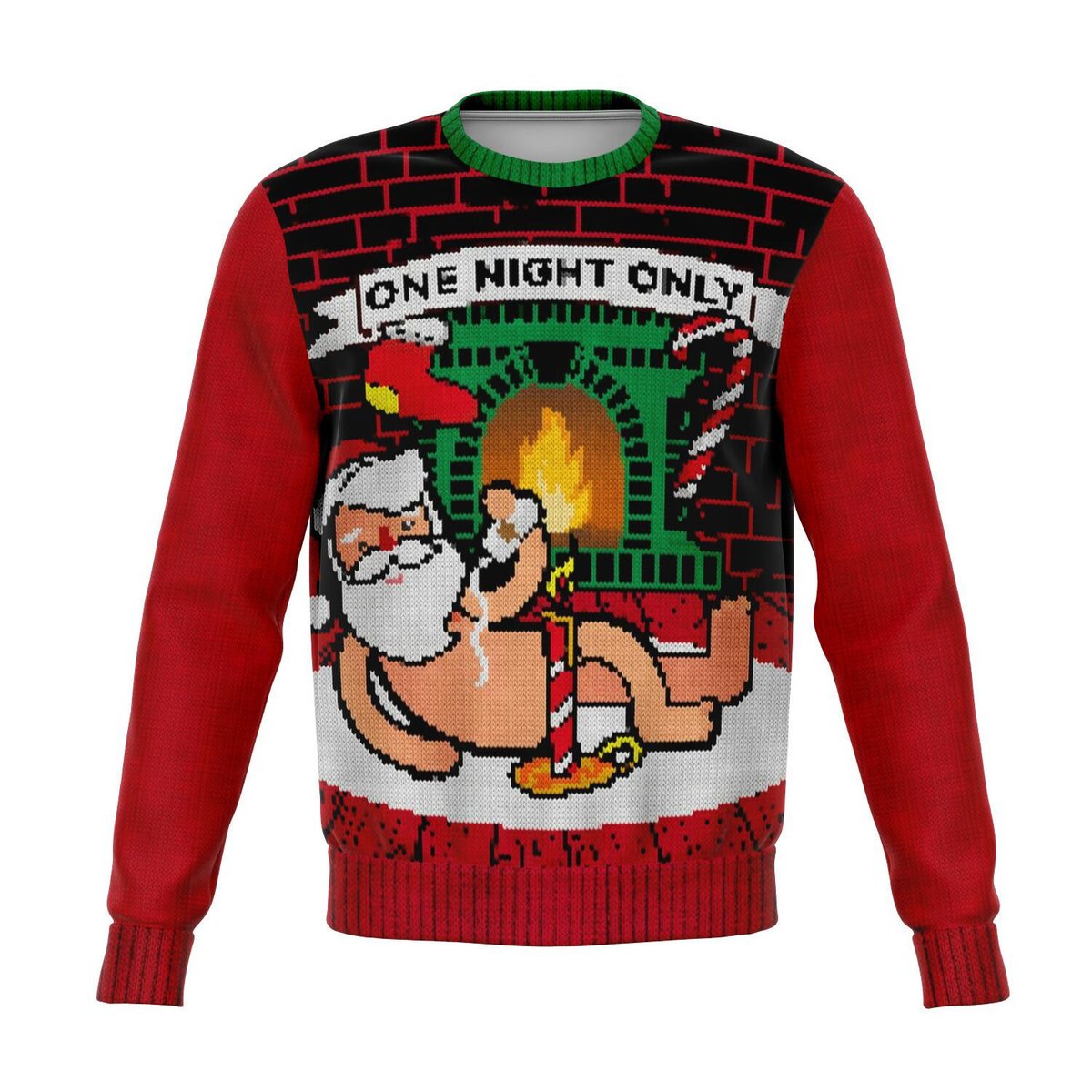 Sexy Night With Santa One Night Only Ugly Christmas Sweater - Skullridding