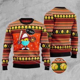 Go Away Softball Ugly Christmas Sweater - Skullridding