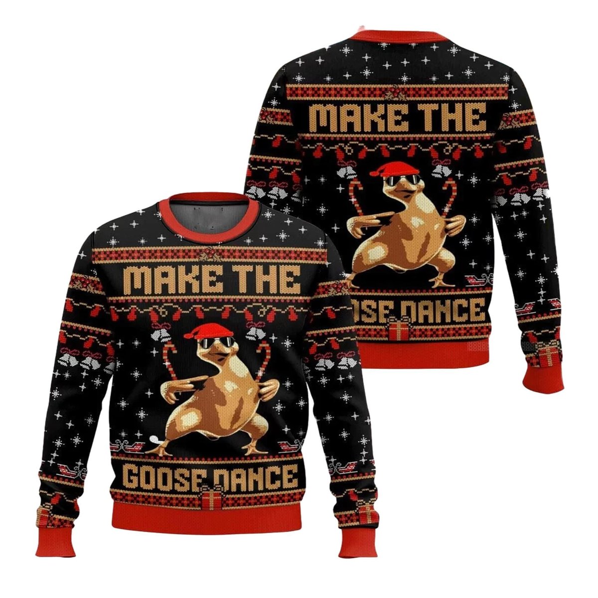 Make The Goose Dance Funny Christmas Ugly Sweater - Skullridding