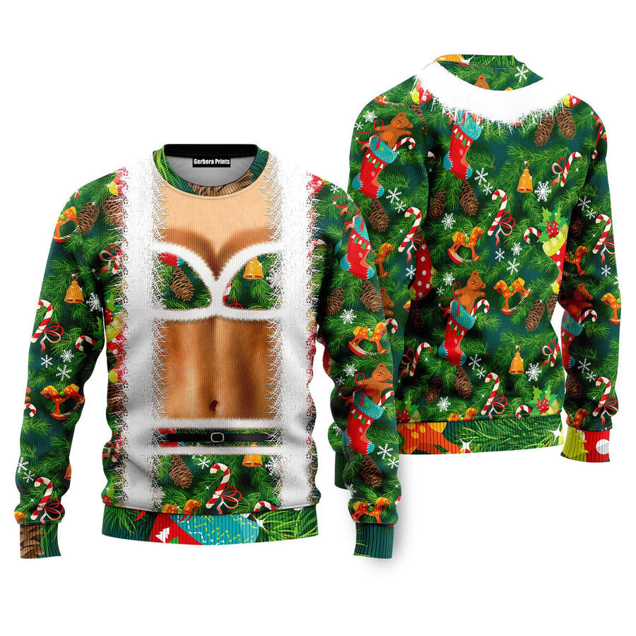 Christmas Funny Faux Bra Suit Funny Ugly Christmas Sweater - Skullridding