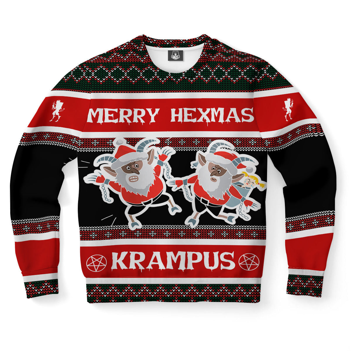 Krampus Hexmas Cartoon Ugly Christmas Sweater - Skullridding