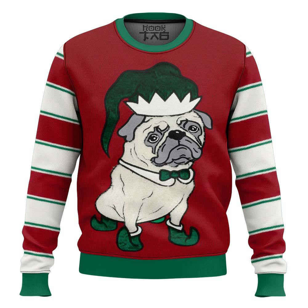 Pug Elf Christmas Ugly Sweater - Skullridding