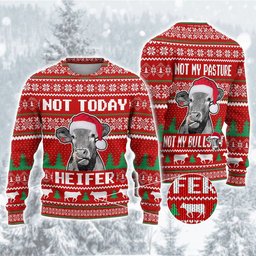 Heifer Cow Not Today Ugly Christmas Sweater - Skullridding