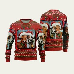 Cows Ho Ho Ho Ugly Christmas Sweater - Skullridding