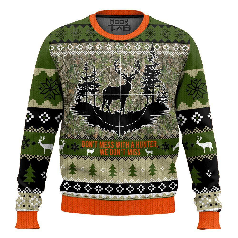 Don't Mess With a Hunter Ugly Sweater - Skullridding