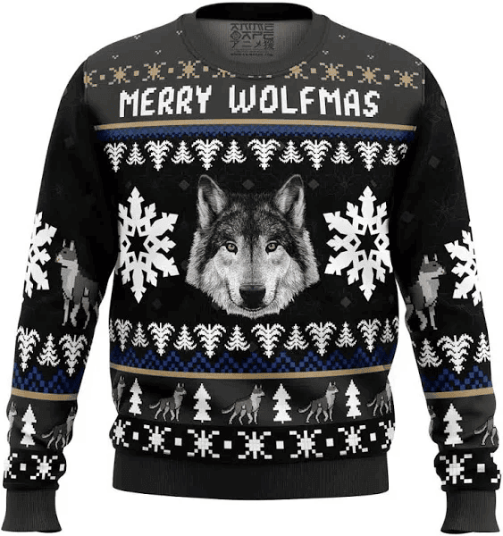 Merry Wolfmas Wolf Ugly Christmas Sweater - Skullridding