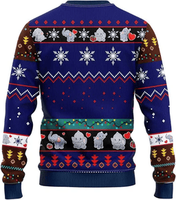 Blue Amazing Elephant Noel Ugly Christmas Sweater - Skullridding