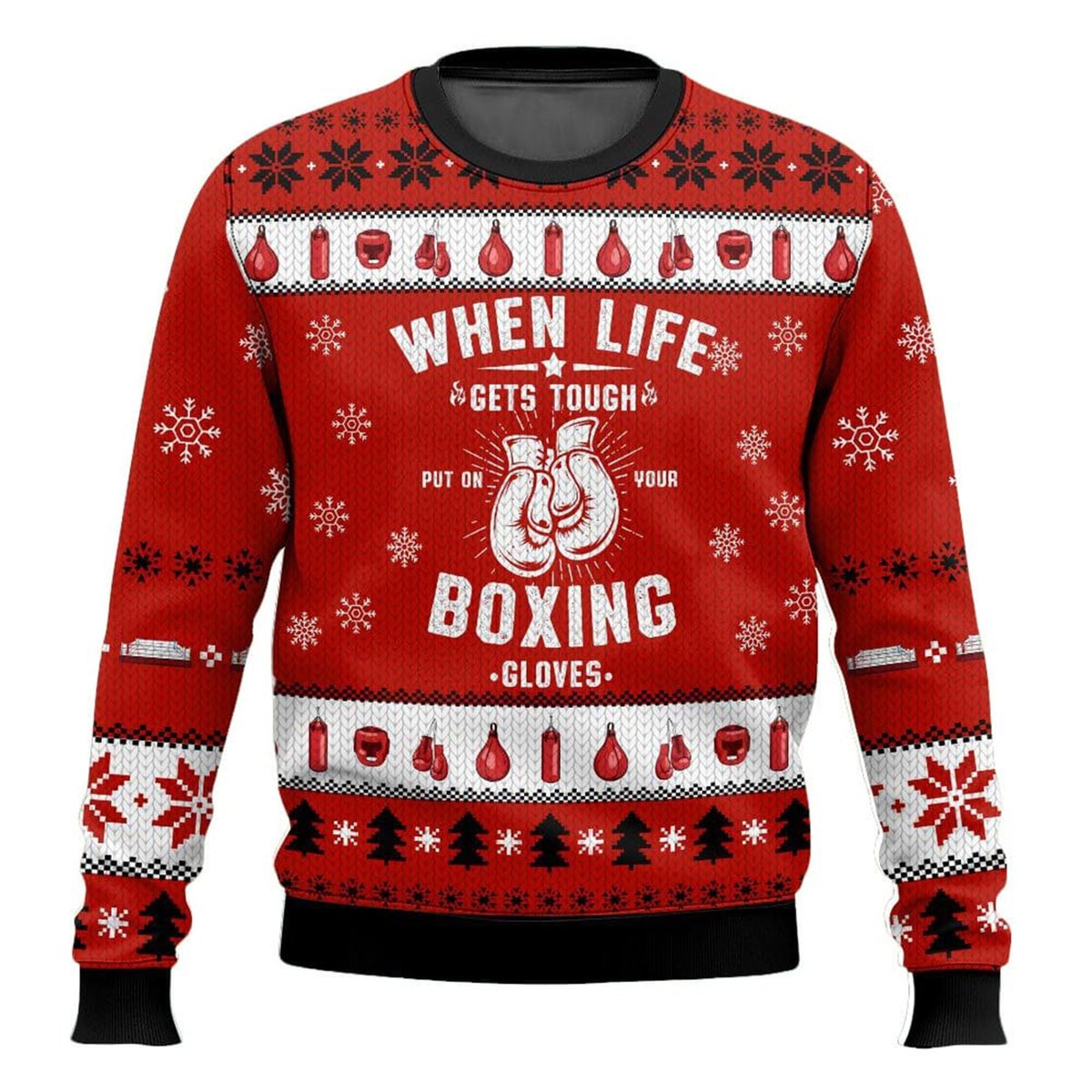 Put on Boxing Gloves Christmas Ugly Sweater - Skullridding