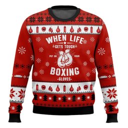 Put on Boxing Gloves Christmas Ugly Sweater - Skullridding