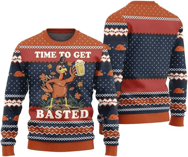 Time To Get Busted Ugly Thanksgiving Ugly Sweater - Skullridding