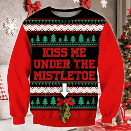 Kiss Me Under The Mistletoe Ugly Christmas Sweater - Skullridding