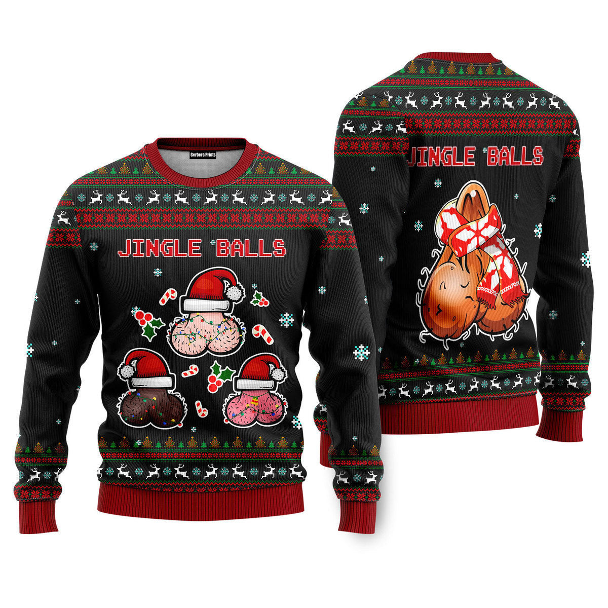 Jingle Balls Funny Ugly Christmas Sweater - Skullridding
