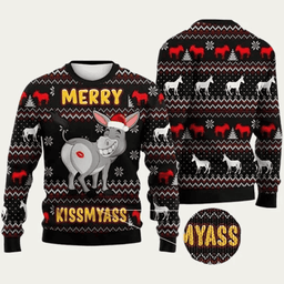 Donkey Merry Kissmyass Ugly Christmas Sweater - Skullridding