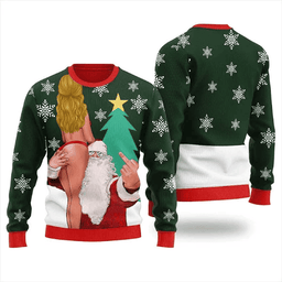Dirty Santa With Sexy Girl Ugly Christmas Sweater - Skullridding